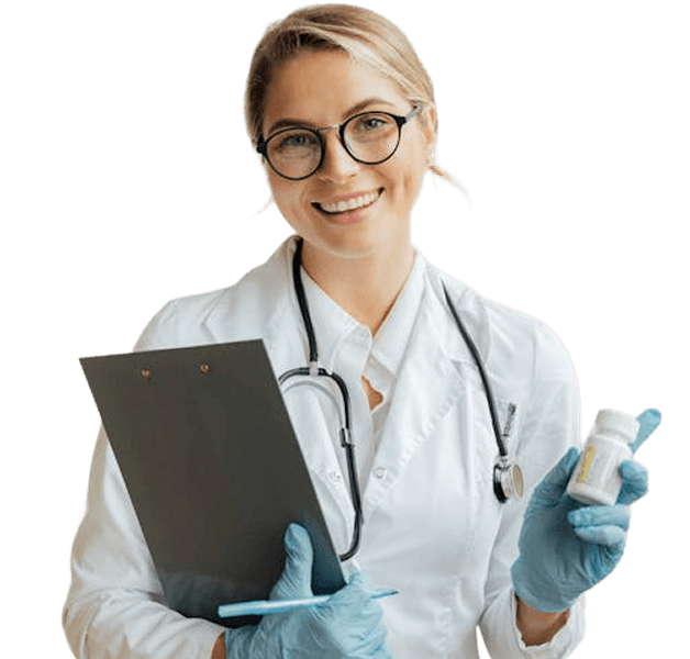 Doctor holding prescription medication